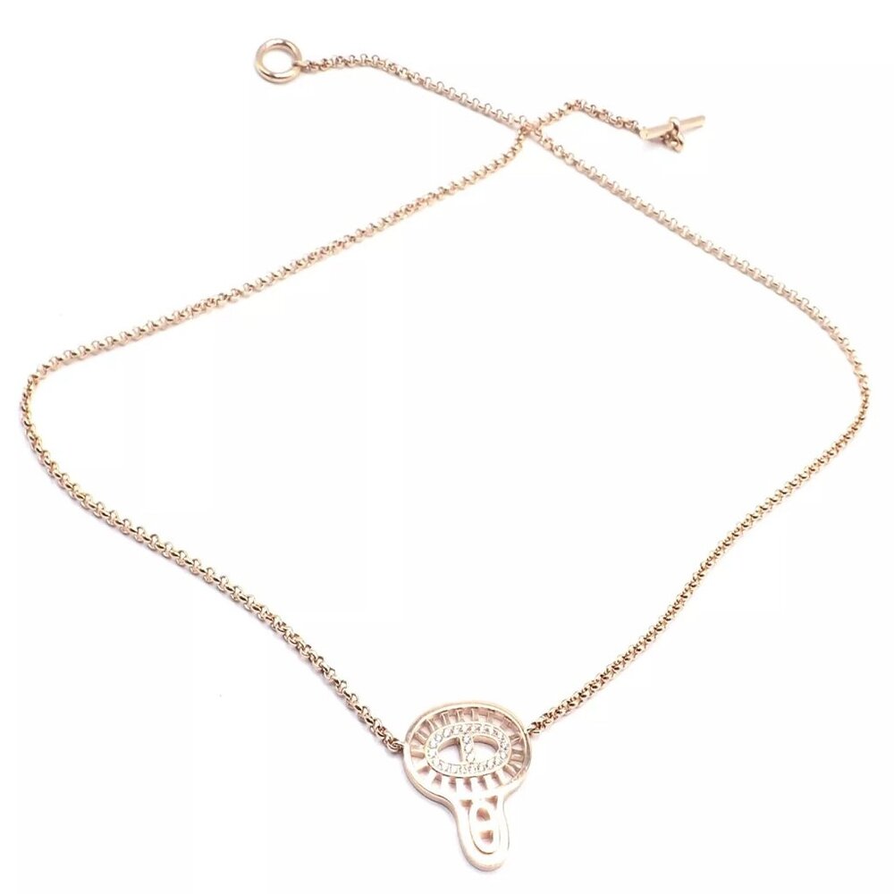 Authentic! Hermes Chaine D'ancre Divine 18k Rose Gold Diamond Necklace Cert Box - Picture 6 of 9